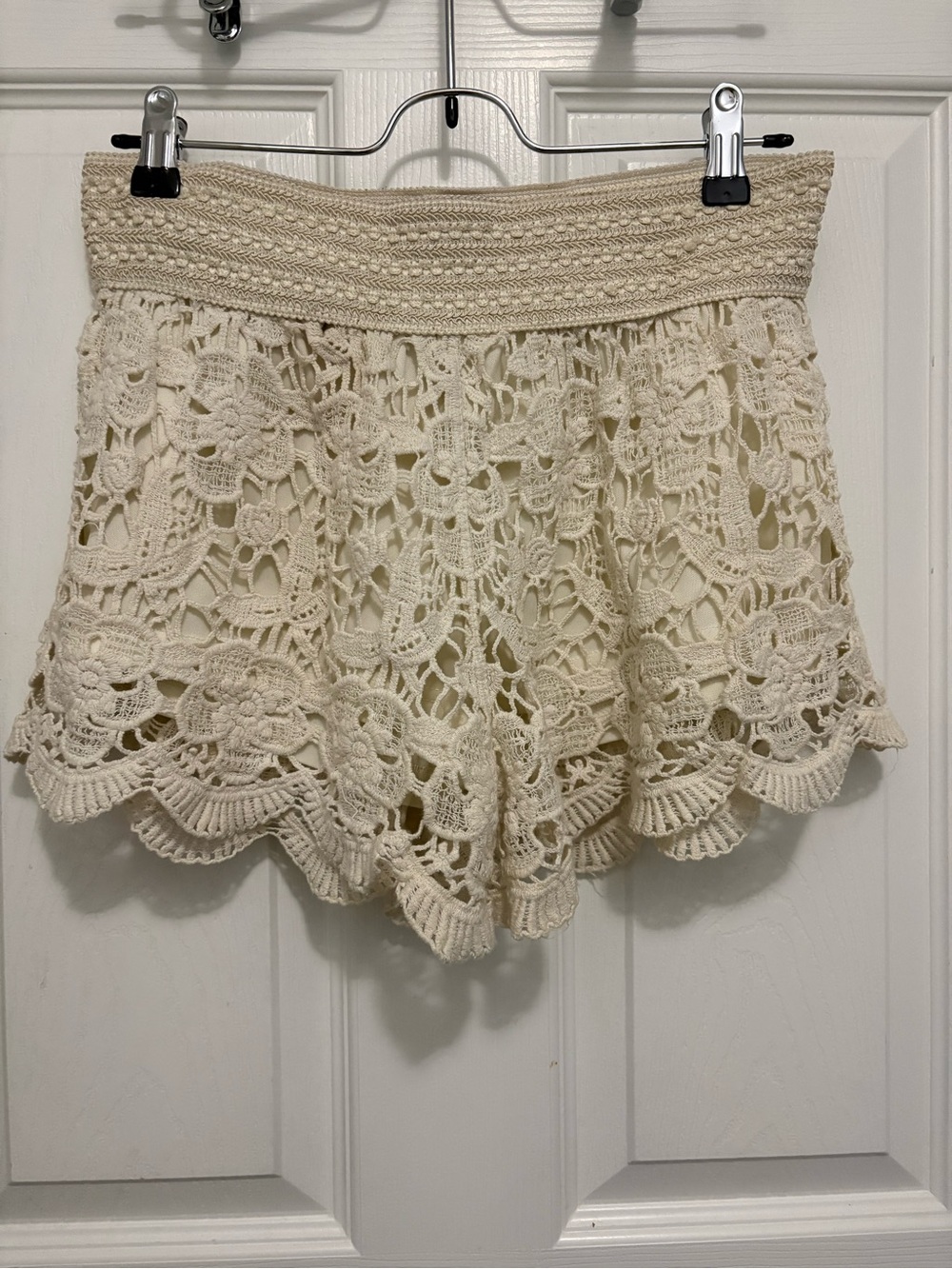 Breeze Ever Crochet Lace High-Waist Women’s Shorts - Cream